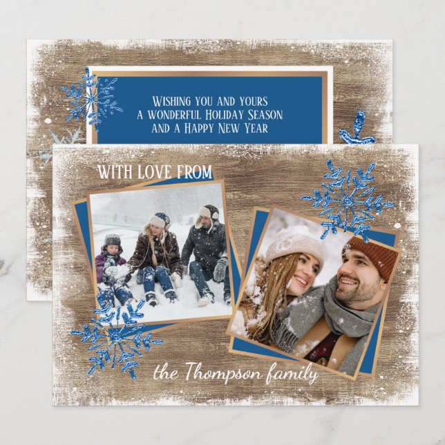 Cartão De Festividades Padrão Personalizado de Flocos de Neve e Pavimento (Frente/Verso)