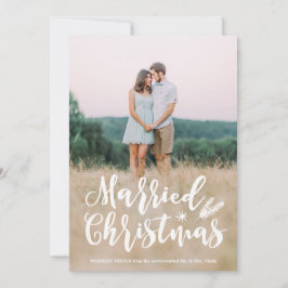Cartão De Festividades Padrão Rustic Casado de Cheio de Natal Foto Pine