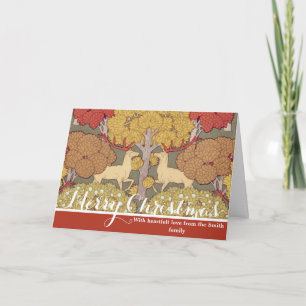 Cartão De Festividades Padrão Verde Sage Floresta de Veado Stag Vintage