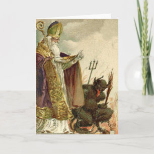 Cartão De Festividades Padre da Forquilha do Krampus de São Nicolau