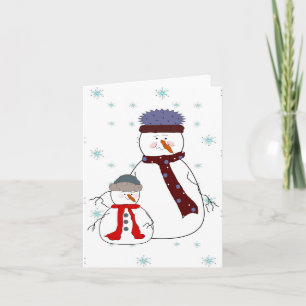 Cartão De Festividades Padre e Filho Snowman Neva Arte Whimsic