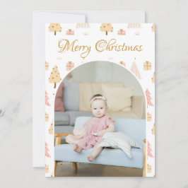 Cartão De Festividades Padrões de Árvore de Natal Foto Personalizada Hol