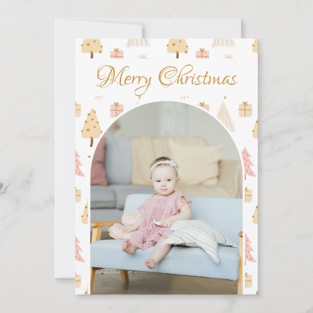 Cartão De Festividades Padrões de Árvore de Natal Foto Personalizada Hol (Frente)