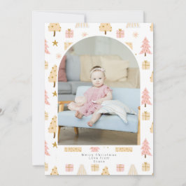 Cartão De Festividades Padrões de Árvore de Natal Foto Personalizada Hol