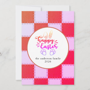Cartão De Festividades Padrões de Coelho Modernos Elegantes Foto Feliz Pá