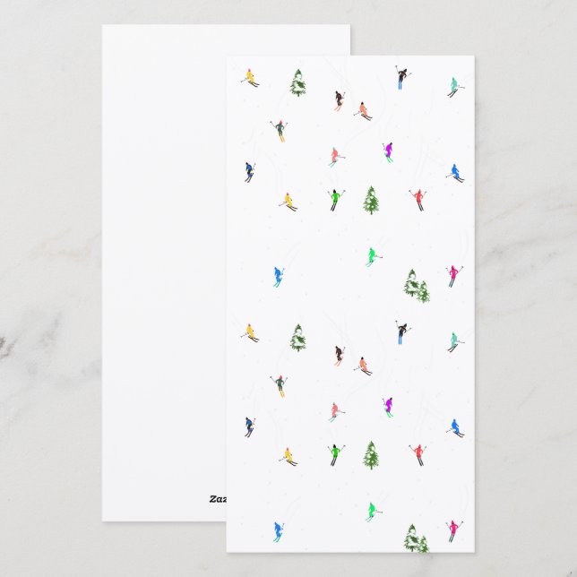 Cartão De Festividades Padrões de esqui de esqui alpino no inverno (Frente/Verso)