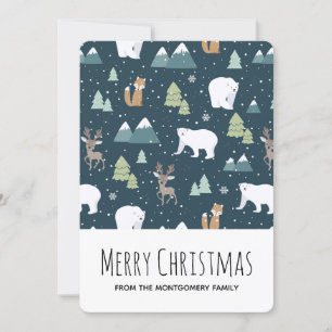 Cartão De Festividades Padrões para animais de inverno de Natal giro