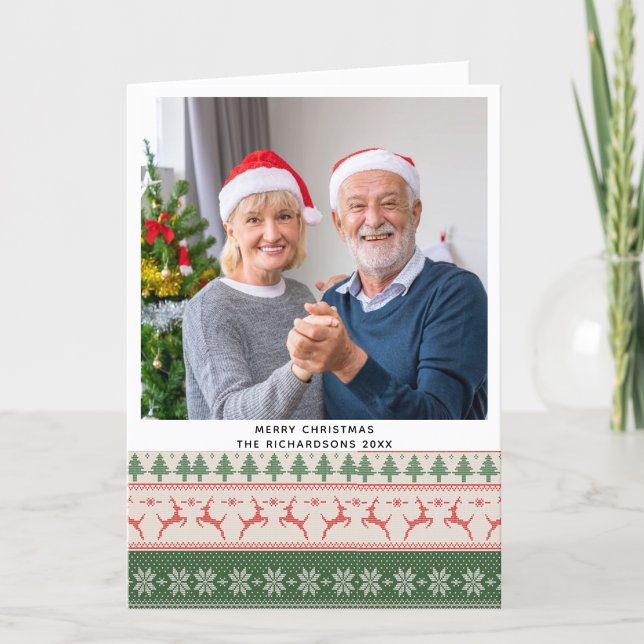 Cartão De Festividades Padrões para Rebelhas Nórdicas Vermelhos Festivos (Criador carregado)