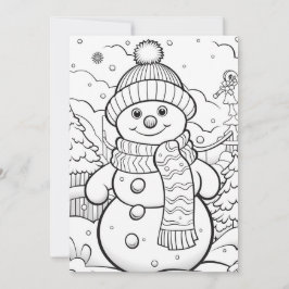 Cartão De Festividades Página para Colorir do Boneco de Neve Natal Crianç