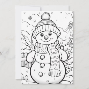 Cartão De Festividades Página para Colorir do Boneco de Neve Natal Crianç