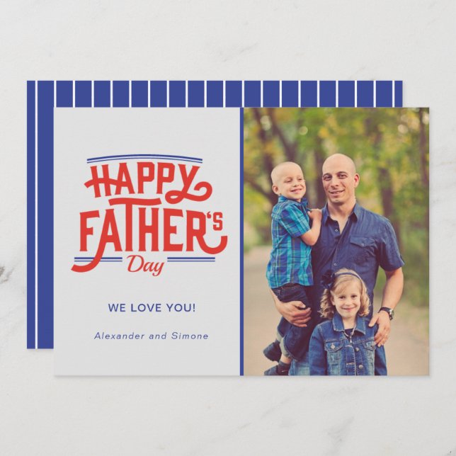 Cartão De Festividades Pai de fotos de Dia de os pais feliz  (Frente/Verso)