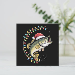 Cartão De Festividades Pai de Natal Peixe de Água Doce Piadista Pescaria 