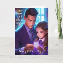 Cartão De Festividades Pai e filha fazendo magia