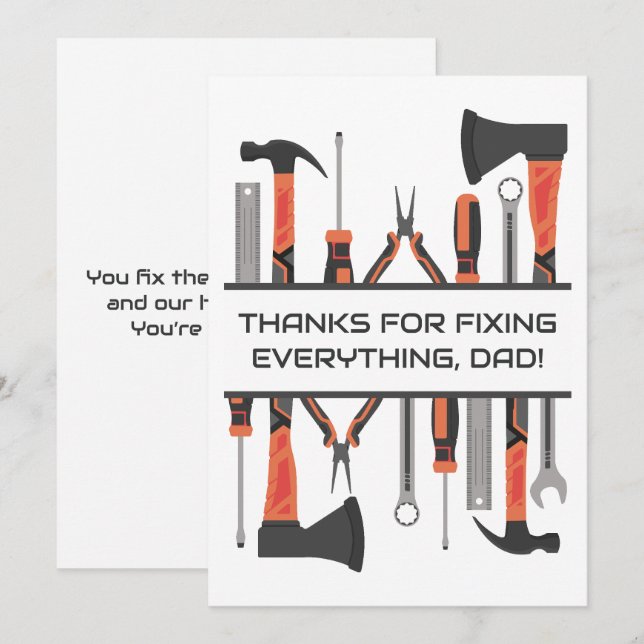 Cartão De Festividades Pai Faz-tudo, Ferramentas, Dia dos Pais, Aniversár (Frente/Verso)