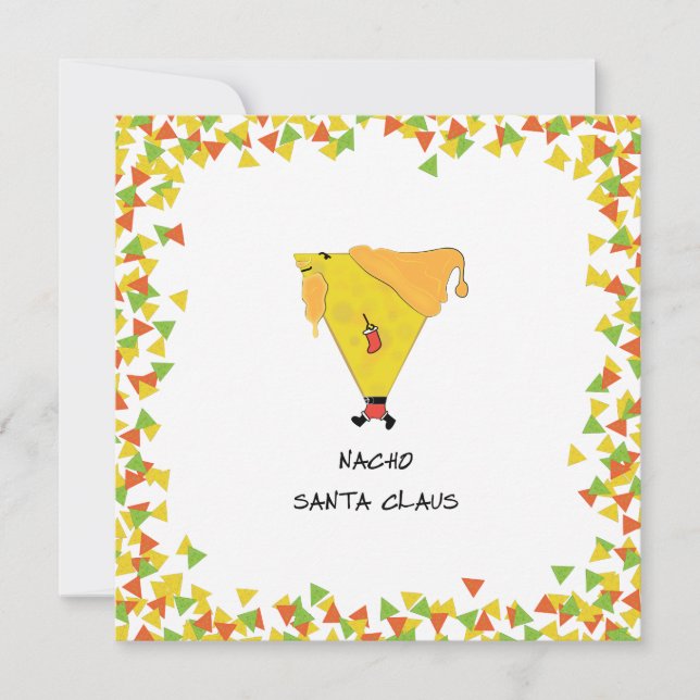 Cartão De Festividades Pai Natal Nacho com Chips (Frente)