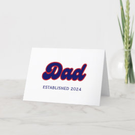 Cartão De Festividades Pai retrô vermelho e azul, ano personalizado