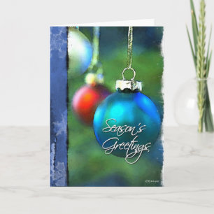 Cartão De Festividades Painted  Christmas Bulbs-Blue