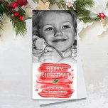 Cartão De Festividades Painterly Red Watercolor Foto de Natal Holly<br><div class="desc">Espalhe um pouco de alegria de Natal com este cartão de Natal com sua foto,  um design de cor vermelha e verde festivo. Adicione sua própria saudação e nome para personalizar. Única e artística com um pouco de vibração retrorreflectora - é certo que dá sorrisos para amigos e familiares.</div>
