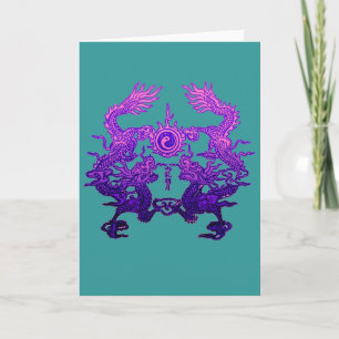 Cartão De Festividades Pair of Purple Dragons on Gifts and Apparel