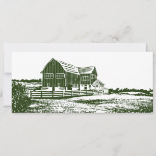 Cartão De Festividades Paisagem de campo com recortes de madeira casa de