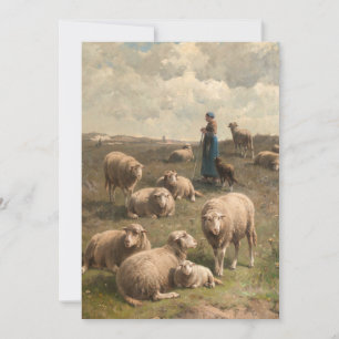 Cartão De Festividades Paisagem de Hillside com Ovinos e Pastores