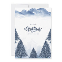 Paisagem de Inverno Azul Branco Saudação de Natal