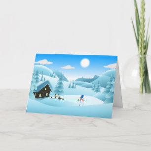 CARTÃO DE FESTIVIDADES PAISAGEM DE INVERNO "FELIZ"
