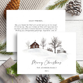 Cartão De Festividades Paisagem de inverno monocromática de Natal Não Fot