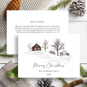 Cartão De Festividades Paisagem de inverno monocromática de Natal Não Fot