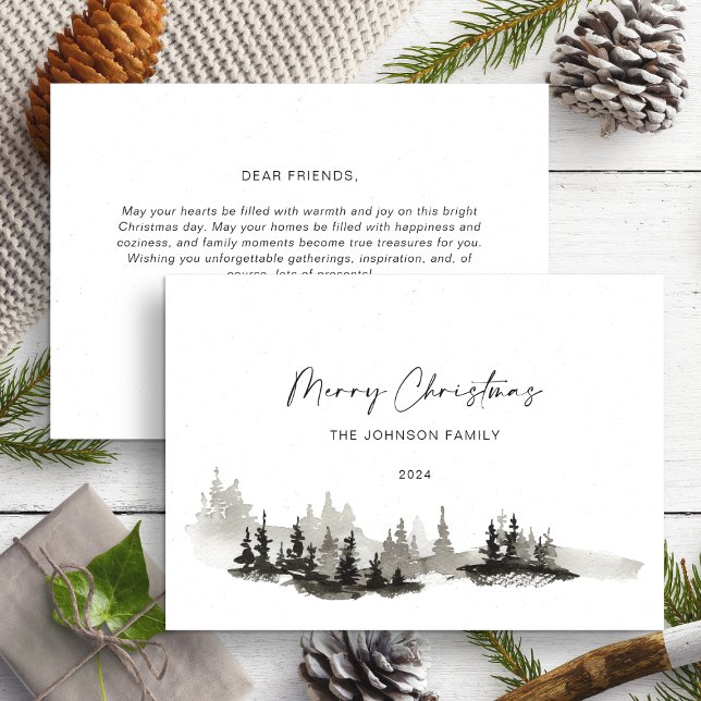 Cartão De Festividades Paisagem de inverno monocromática de Natal Não Fot (Criador carregado)