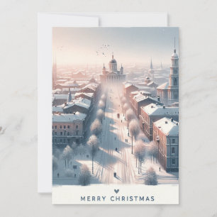Cartão De Festividades Paisagem de Inverno Ucraniana - Aquarela