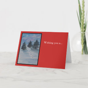 Cartão De Festividades Paisagem de Natal em Vermelho