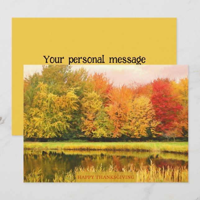 Cartão De Festividades Paisagem de outono Simples Feliz Ação de Graças (Frente/Verso)