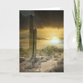 Cartão De Festividades Paisagem do Deserto de arizona com Raios Sun