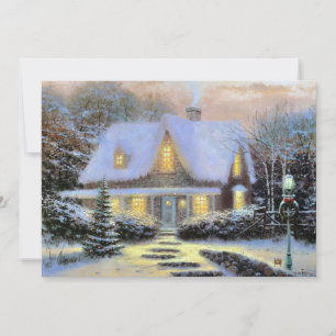 Cartão De Festividades Paisagem nevada de Natal vintage