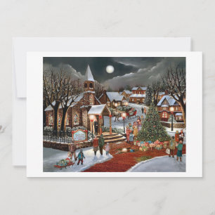 Cartão De Festividades Paisagem nevada de Natal vintage