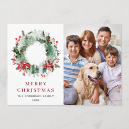 Cartão De Festividades Paisagem Terra Holly Berry Pine 3 PHOTO Saudação