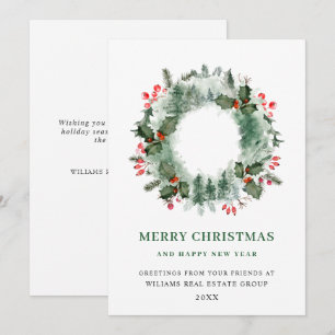 Cartão De Festividades Paisagem Terra Holly Berry Pine Natal