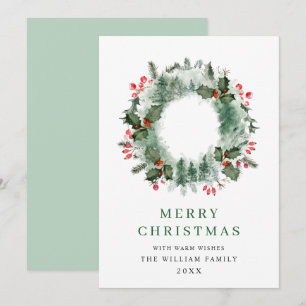 Cartão De Festividades Paisagem Terra Holly Berry Pine Natal