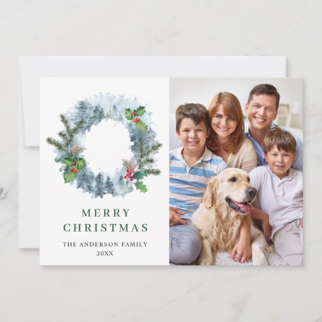 Cartão De Festividades Paisagem Terra Natal Floresta 4 Foto Saudação (Frente)