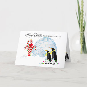 Cartão De Festividades Pal Penguins secreto de Natal por Luzes Igloo