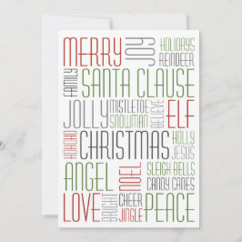 Cartão De Festividades Palavras de Natal - Holidayzfordayz