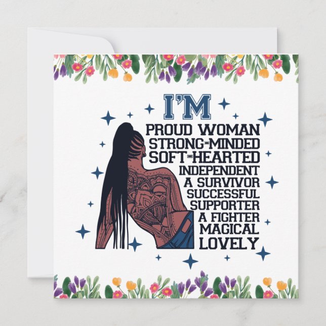 Cartão De Festividades Palavras Positivas Inspiracionais Afirmação Sista  (Frente)