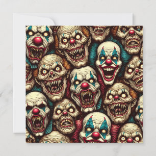 Cartão De Festividades Palhaço Zumbi Assustador de Halloween