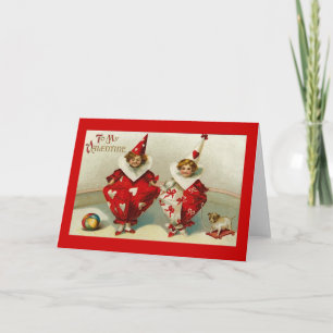 Cartão De Festividades Palhaços Filhos do Namorados Vintage