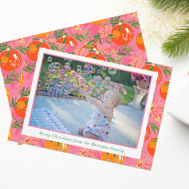 Cartão De Festividades Palm Beach Christmas Pink & Orange Ornaments Photo