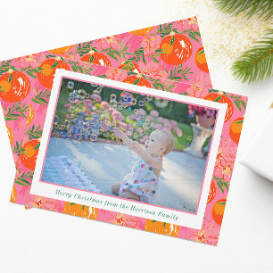 Cartão De Festividades Palm Beach Christmas Pink & Orange Ornaments Photo
