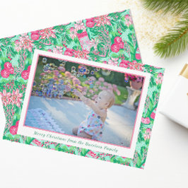 Cartão De Festividades Palm Beach Natal Pink & Green StockPhoto