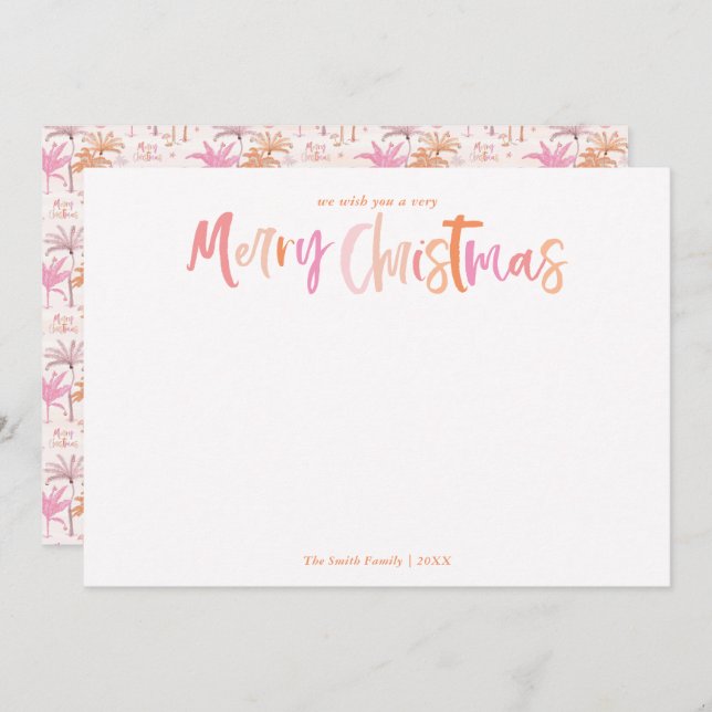 Cartão De Festividades Palm Tree - Foto Tropical de Natal (Frente/Verso)