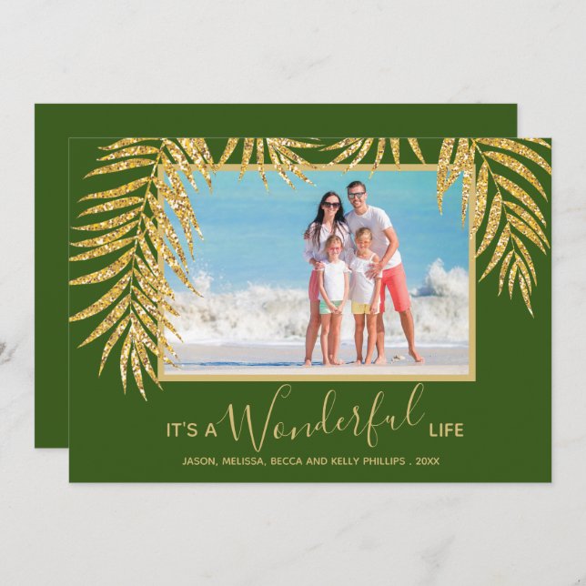 Cartão De Festividades Palm Tropical Christmas Photo (Frente/Verso)